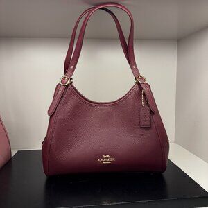 Coach Erin Shoulder Bag Refined pebble Leather CAQ86 Gold/Dark Wine NWT